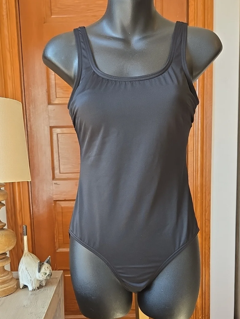 Lands' End Tugless Classic Black Soft Cup Tank US 4